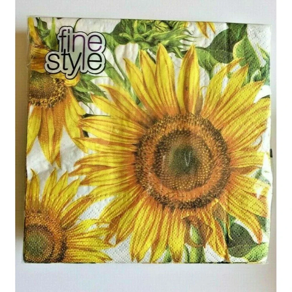 Sunflower Paper Napkins 40 Ct 3-Ply Thanksgiving Fall Lunch Decoupage
